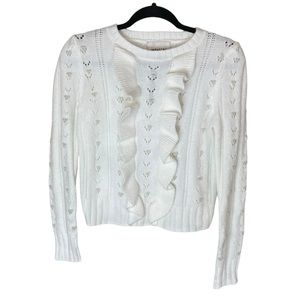 Industry Republic Clothing White Long Sleeve Sweater Pearls Ruffles‎ Size Medium